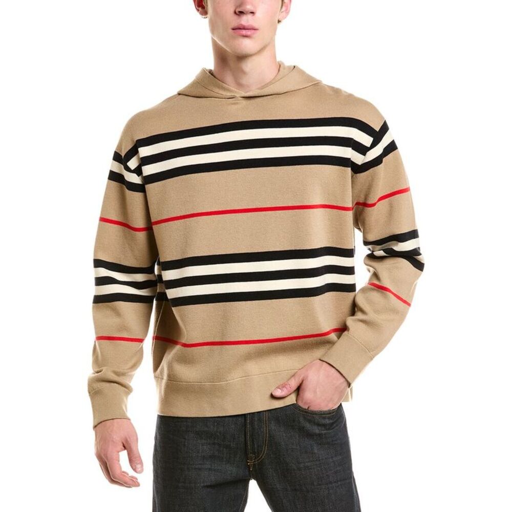 Burberry Mens Wool & Cashmere-Blend Hoodie, Brown
